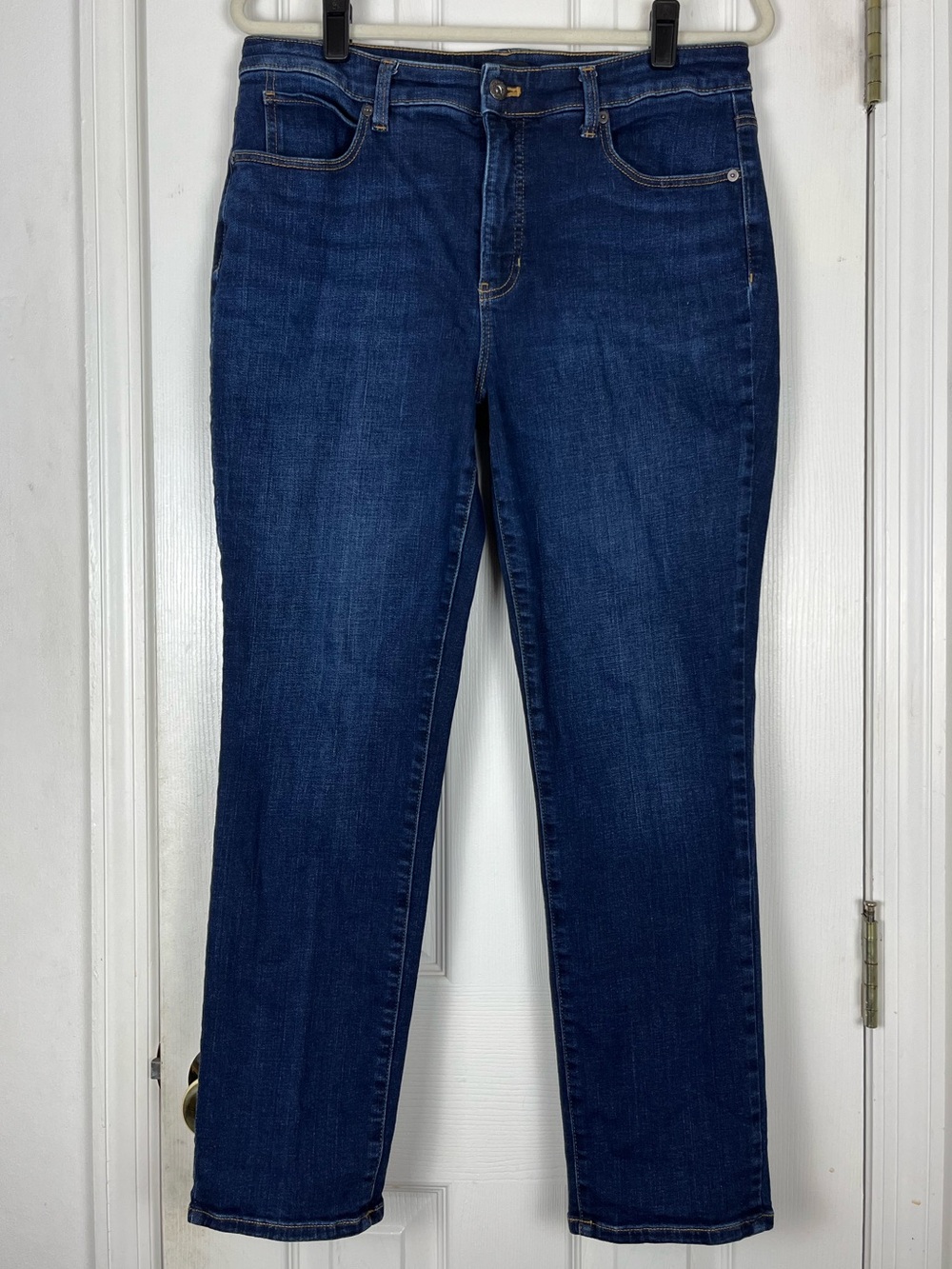 Talbots Straight Leg Jeans Sz 12P Stretch Denim Dark Wash